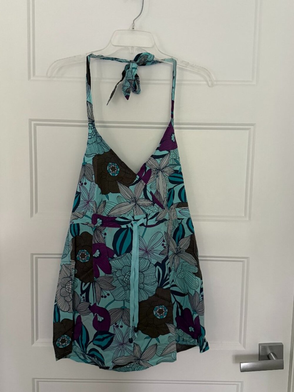 Esprit - Turquoise Floral Halter Top - Size 12